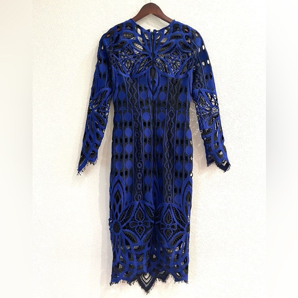 NWT Thurley Nightfall Lace Overlay Crochet Midi Sheath Dress - Picture 11 of 16